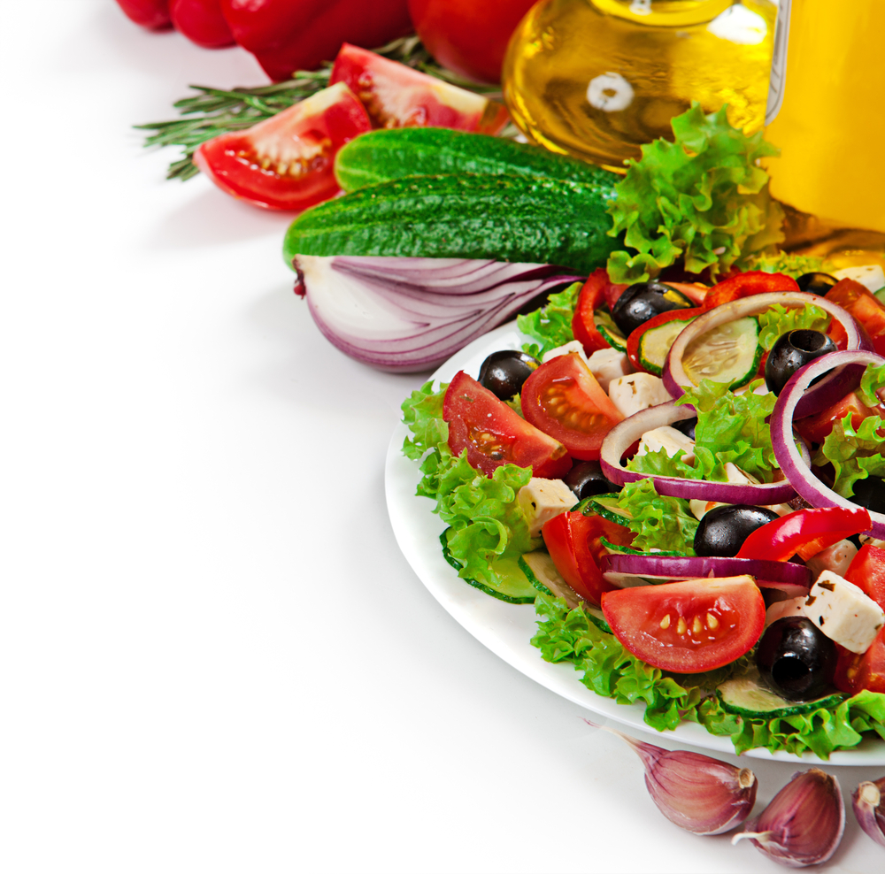 Greek,Cuisine,-,Fresh,Vegetable,Salad,Isolated,On,White,Background